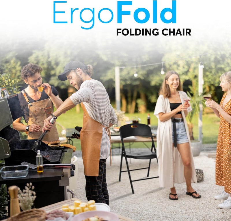Oline Folding Chair, Indoor Outdoor Plastic Commercial Stackable Foldable Guest Chairs for Events Office Wedding Party Picnic Kitchen Dining, 350lb Capacity (Black, 4 Pack) - Image 2
